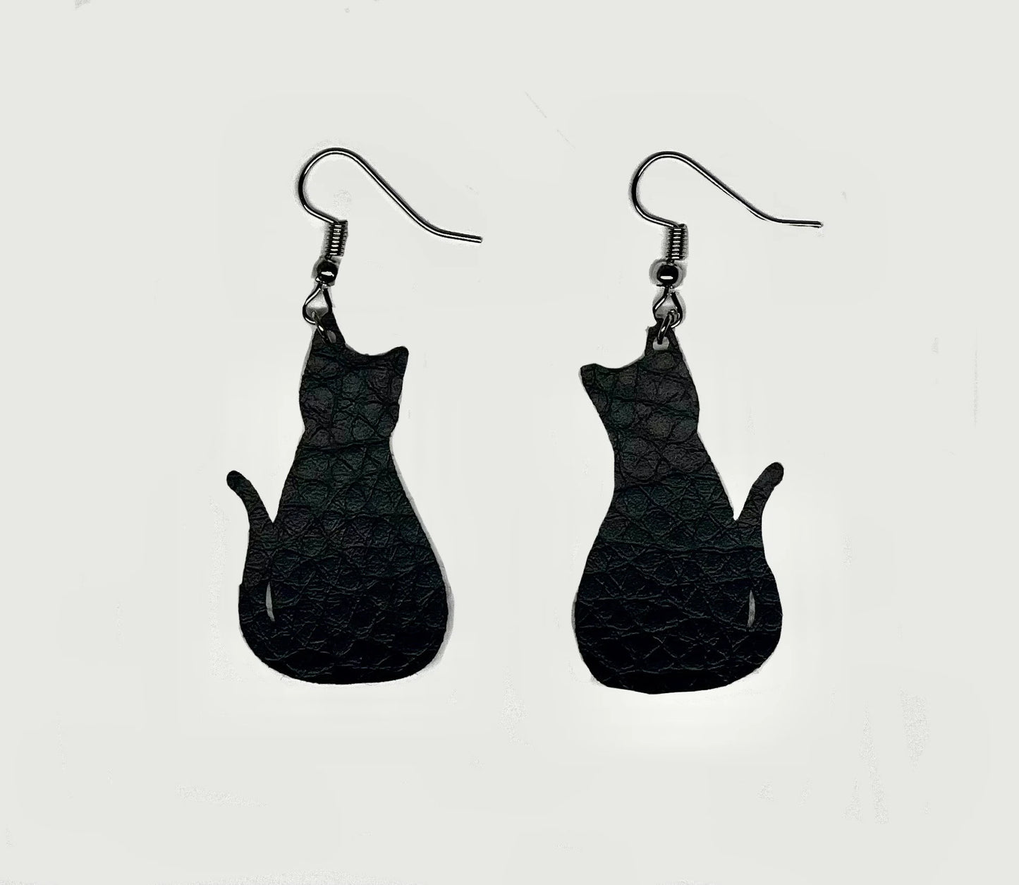 Black Leather Cat Earrings