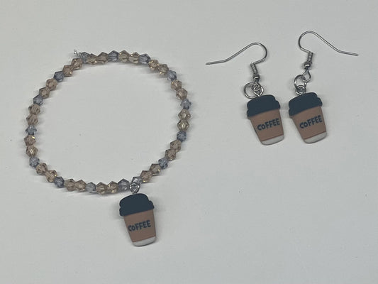 Coffee Bracelet and Earring Set